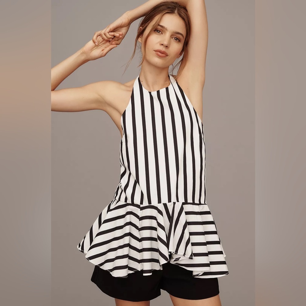 NWT! Anthropologie Maeve Halter Drop-Waist Peplum Top - Size XXS 🔮